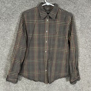 Filson Shirt Women's Large Brown Plaid Organic Cotton‎ Long Sleeve Button Up